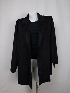 Pull&Bear Women's Faux Suede Texture Coat in Black Size Large